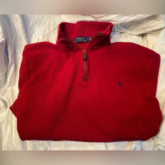 Authentic. Polo Ralph Lauren
Quarter-zip Cotton Sweater RED - Picture 5 of 6